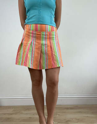 Vintage stripe print skirt in orange