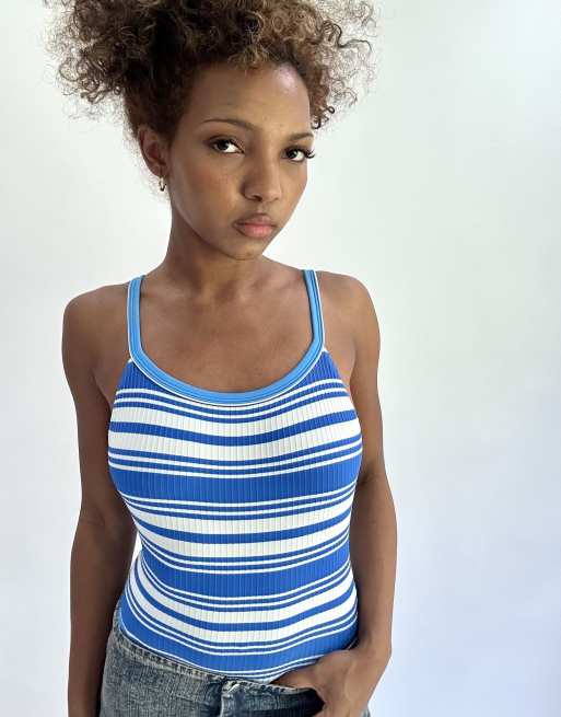 Vintage stripe swimsuit in blue