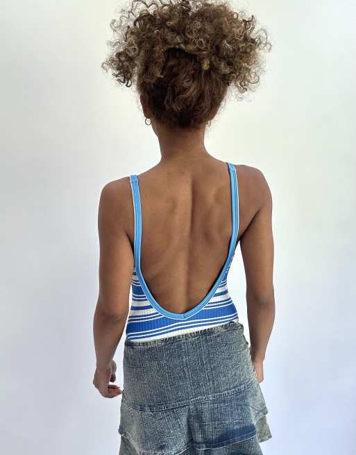 Vintage stripe swimsuit in blue, 2 of 4