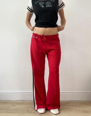 Vintage stripe tracksuit bottoms in red