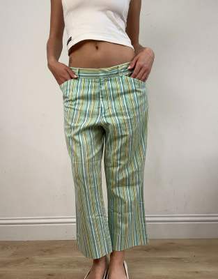 Vintage stripe trousers in green