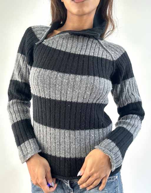 Vintage striped jumper in grey, 3 of 4