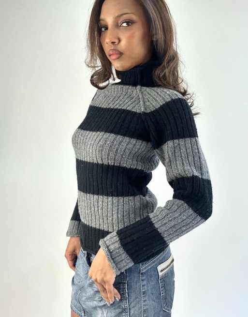 Vintage striped jumper in grey, 4 of 4