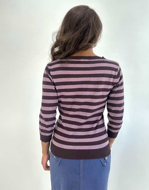 Vintage striped jumper in purple, 2 of 4