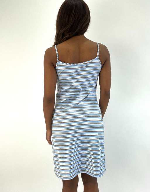 Vintage striped midi dress in blue, 2 of 4