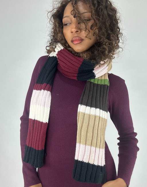 Vintage striped scarf in multicoloured