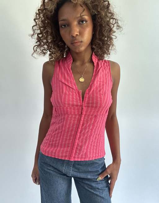 Vintage striped shirt in pink, 1 of 4