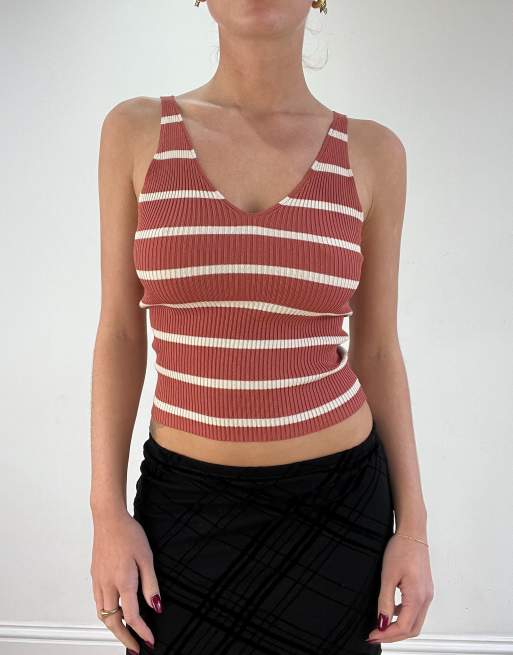 Vintage striped tank top in orange