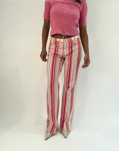 Vintage striped trousers in pink - view 1