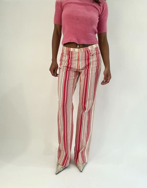 Vintage striped trousers in pink