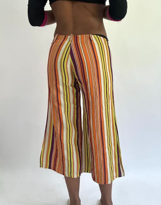 Vintage stripped cropped trousers in orange, 2 of 4