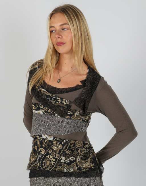 Vintage Studio IKO M woven midi dress in brown, 2 of 4