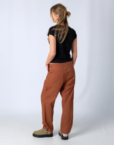 Vintage Stüssy 30x28 Canvas Carpenter Baggy Jeans Tan - view 1