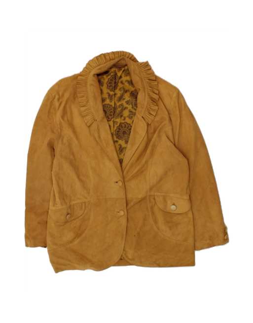 Vintage Suede 2 Button Blazer Jacket UK 16 Large In Brown