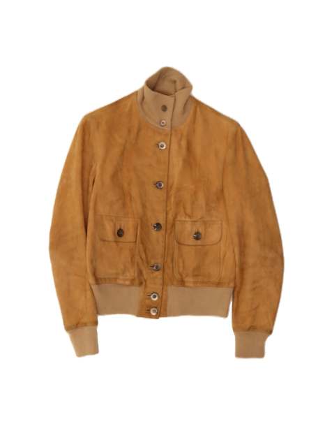 Vintage Suede Bomber Jacket It 46 Large In Brown - view 1