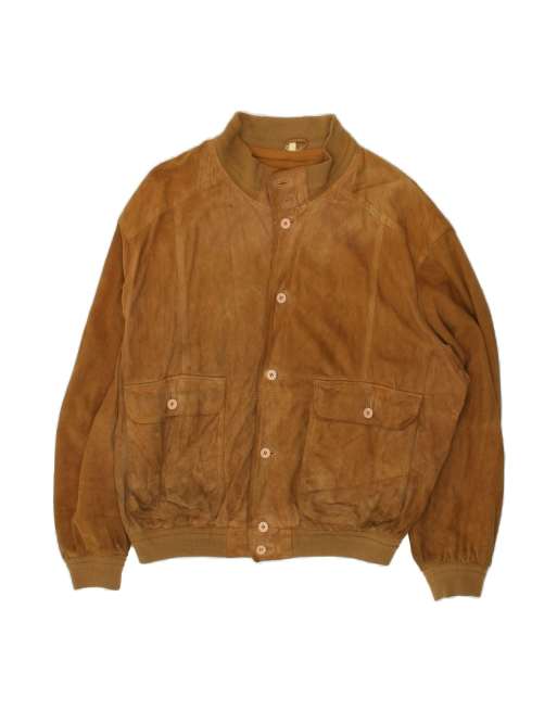 Vintage Suede Bomber Jacket It 52 XL In Brown