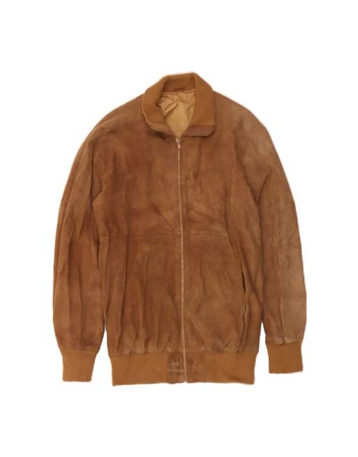 Vintage Suede Bomber Jacket It 52 XL In Brown