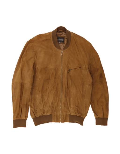 Vintage Suede Bomber Jacket It 52 XL In Brown