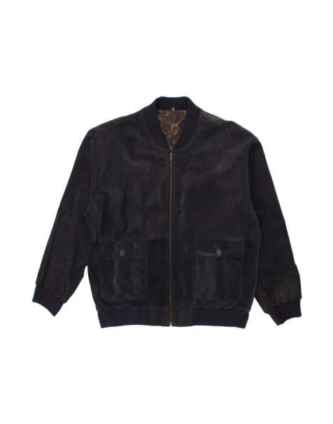 Vintage Suede Bomber Jacket It 56 3XL In Blue - view 1