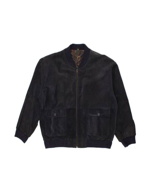 Vintage Suede Bomber Jacket It 56 3XL In Blue