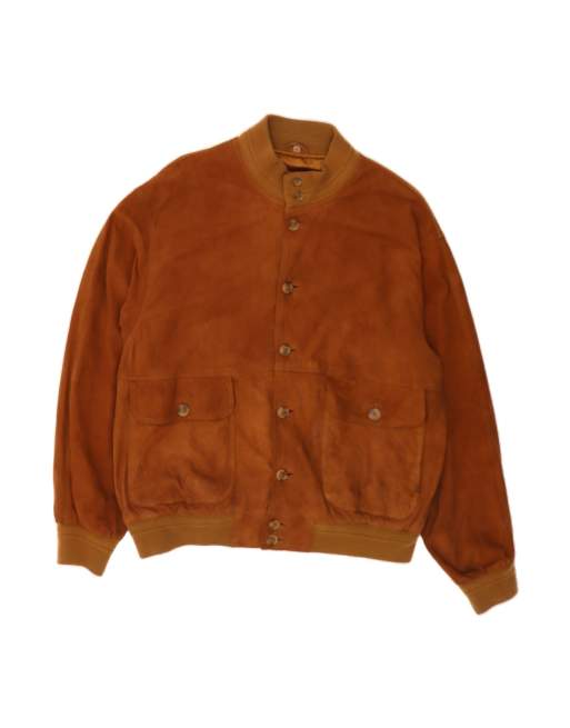 Vintage Suede Bomber Jacket It 58 4XL In Brown