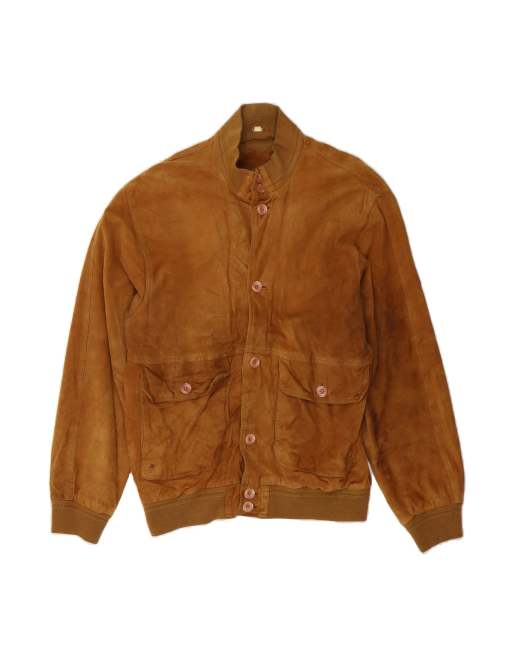 Vintage Suede Bomber Jacket UK 36 Small In Brown