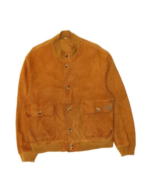 Vintage Suede Bomber Jacket UK 40 Large In Brown