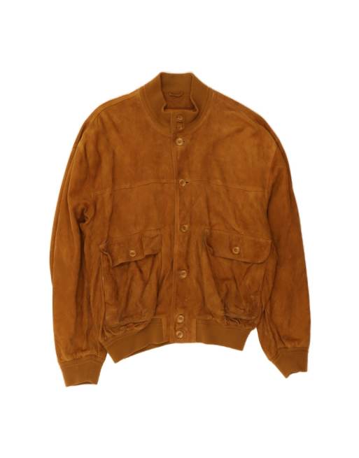 Vintage Suede Bomber Jacket UK 40 Large In Brown
