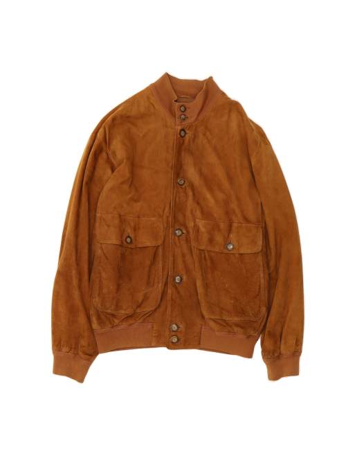 Vintage Suede Bomber Jacket UK 40 Large In Brown