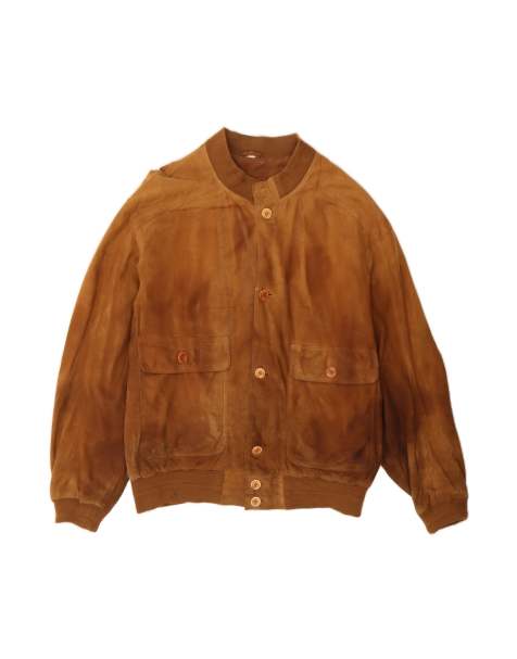 Vintage Suede Bomber Jacket UK 42 XL In Brown - view 1