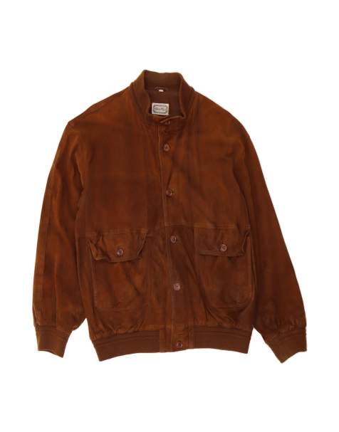 Vintage Suede Bomber Jacket UK 42 XL In Brown - view 1
