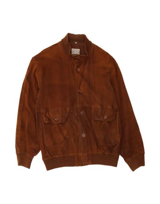 Vintage Suede Bomber Jacket UK 42 XL In Brown