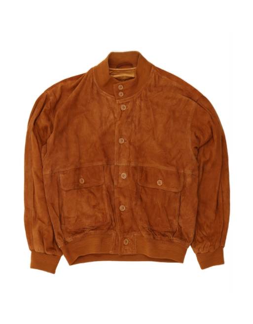 Vintage Suede Bomber Jacket UK 42 XL In Brown
