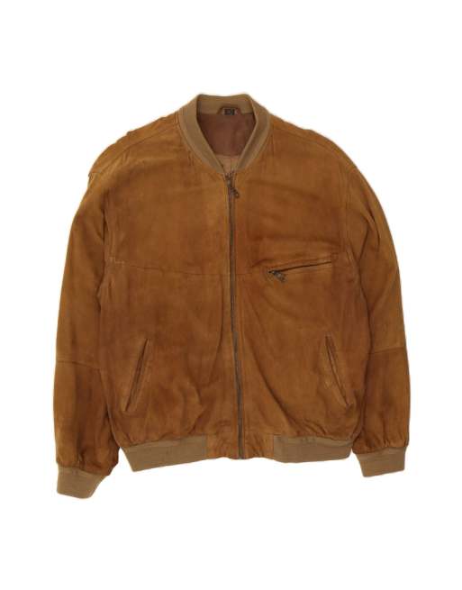 Vintage Suede Bomber Jacket UK 42 XL In Brown