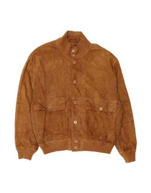 Vintage Suede Bomber Jacket UK 42 XL In Brown
