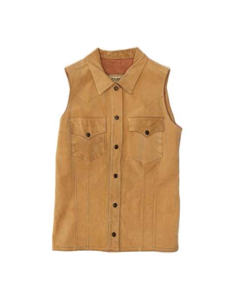 Vintage Suede Gilet UK 14 Large In Brown - view 1