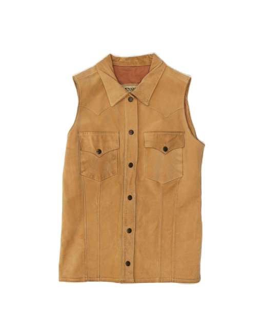 Vintage Suede Gilet UK 14 Large In Brown