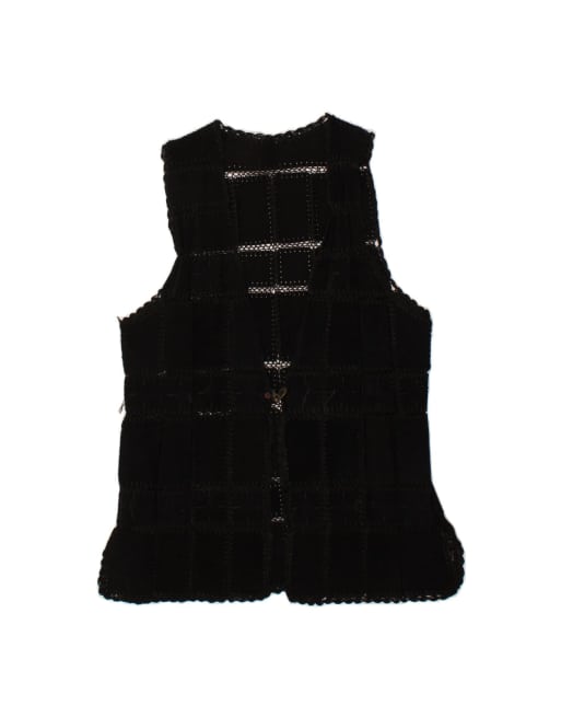 Vintage Suede Gilet UK 16 Large In Black