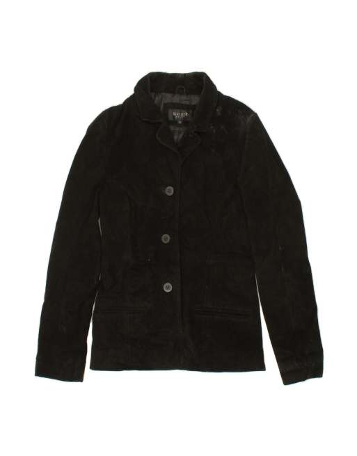 Vintage Suede Jacket UK 10 Small In Black
