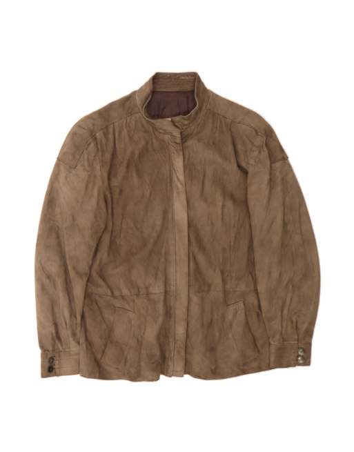 Vintage Suede Jacket UK 10 Small In Brown