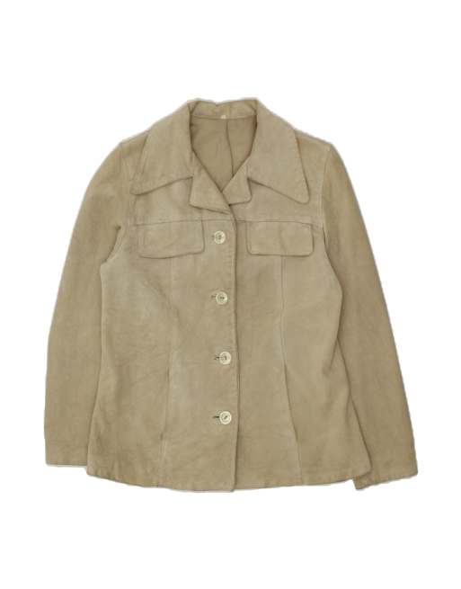 Vintage Suede Jacket UK 10 Small In Grey