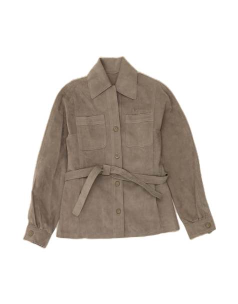 Vintage Suede Jacket UK 10 Small In Grey - view 1