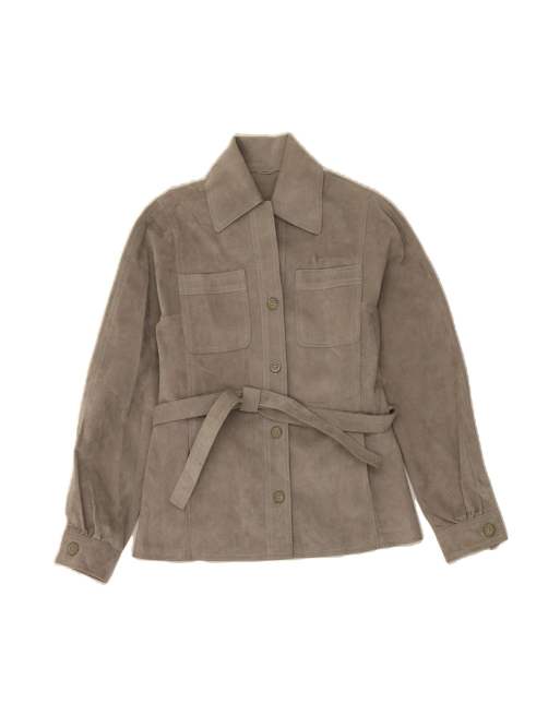 Vintage Suede Jacket UK 10 Small In Grey