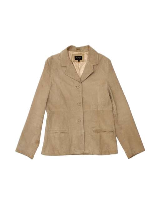 Vintage Suede Jacket UK 14 Large In Beige