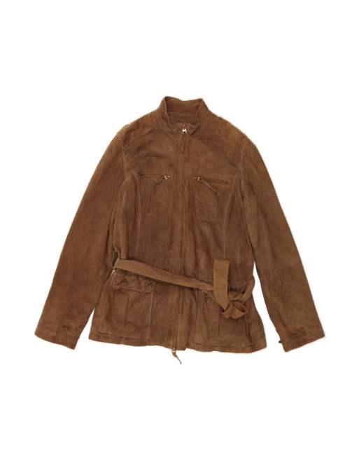 Vintage Suede Jacket UK 14 Large In Brown