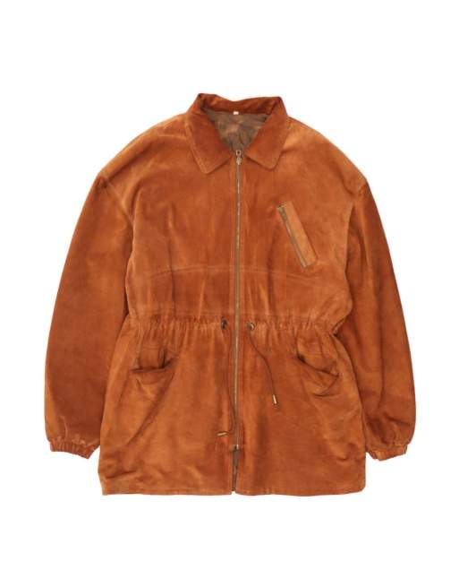 Vintage Suede Jacket UK 18 XL In Brown