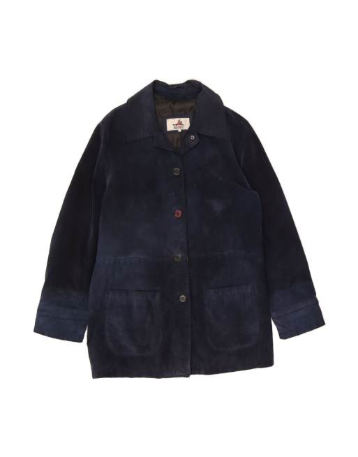 Vintage Suede Jacket UK 20 2XL In Blue