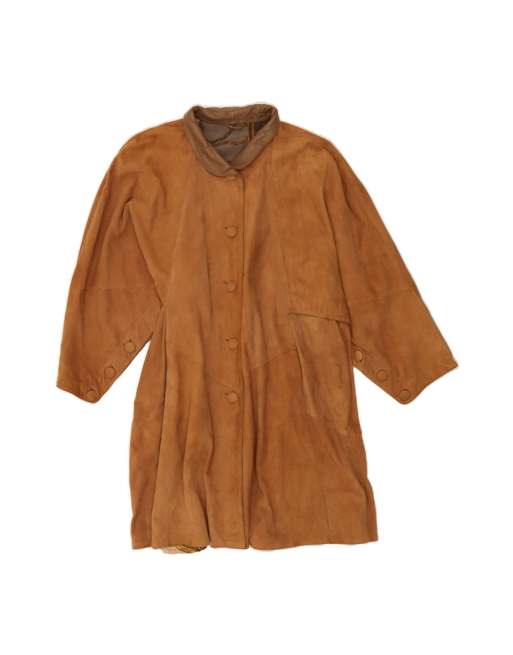 Vintage Suede Overcoat EU 38 Medium In Brown