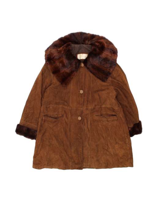 Vintage Suede Overcoat It 44 Medium In Brown Colourblock