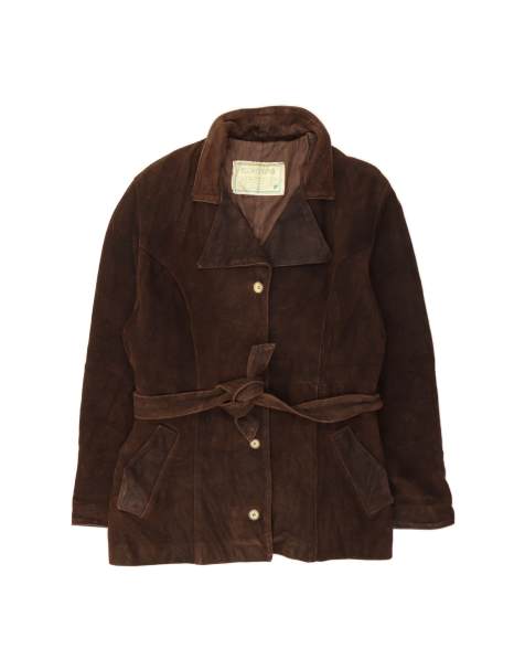 Vintage Suede Overcoat It 46 Large In Brown - view 1